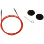 KnitPro Wire / Kabel för Ändstickor 76cm (Blir 100cm inkl. stickor) Röd