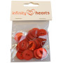 Infinity Hearts Knapp Akryl Röd 19mm - 20 st. 