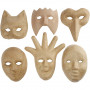 Masker av papier-maché, H: 12-21 cm, 6 st./ 1 förp.