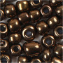 Rocaipärlor, bronze, Dia. 3 mm, stl. 8/0 , Hålstl. 0,6-1,0 mm, 500 g/ 1 förp.