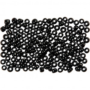 Rocaillepärlor, svart, stl. 8/0 , Dia. 3 mm, Hålstl. 0,6-1,0 mm, 500 g