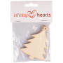 Infinity Hearts Till-och-frånkort Julgran Trä Natur 8,7x6,4cm - 5 st