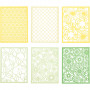 Spetskartong i block, grön, ljusgrön, gul, ljusgul, A6, 104x146 mm, 200 g, 24 st./ 1 förp.