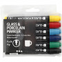 Glas- och porslinspenna, standardfärger, linje 1-3 mm, semitäckande, 6 st./1 pk.