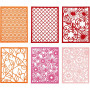 Spetskartong i block, orange, mörkrosa, röd, rosa, A6, 104x146 mm, 200 g, 24 st./ 1 förp.
