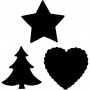 Pappersstans, röd, Stjärna, hjärta, julgran, stl. 16 mm, 1 set