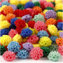 Blomsterpärlor, mixade färger, 300 ml, stl. 15x8 mm, Hålstl. 1,5 mm, 10x25 st./ 1 förp.