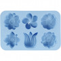 Silikonform, hålstorlek 60x75 mm, 75 ml, ljusblå, blommor, 1st.
