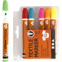 Textilpennor, neonfärger, spets 2-4 mm, 6 st./ 1 förp.