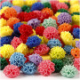 Blomsterpärlor, mixade färger, 300 ml, stl. 15x8 mm, Hålstl. 1,5 mm, 25 st./ 10 förp.