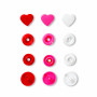 Prym Lov Color Snaps Tryckknappar Plasthjärta 12,4mm Ass. Röd/Rosa/Vit - 30 st