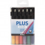Plus Color Tusch, mixade färger, 5,5 ml, L: 14,5 cm, spets 1-2 mm, 18 st./ 18 förp.