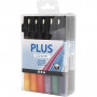 Plus Color Tusch, mixade färger, 5,5 ml, L: 14,5 cm, spets 1-2 mm, 18 st./ 18 förp.