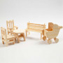 Minimöbler, stol, bänk, gungstol, bord, barnvagn, H: 5,8-10,5 cm, 50 st./ 1 förp.