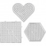 Pärlplattor, klar, hjärtan, hexagon, fyrkanter, stl. 15x15-17,5x17,5 cm, JUMBO, 6 st./ 1 förp.