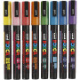 Uni Posca Tusch, spets: 0,9-1,3 mm, PC-3ML, 8 st., mixade färger