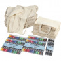 Sko- och textilkassar med tusch, stl. 37x41 cm, stl. 27,5x30 cm, 1 set, ass. färger, 60 st naturfärgade