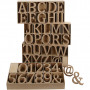 Bokstäver, siffror och symboler av trä, H: 13 cm, tjocklek 2 cm, 160 st./ 160 förp.