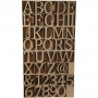 Bokstäver, siffror och symboler av trä, H: 8 cm, tjocklek 1,5 cm, 240 st./ 1 förp.