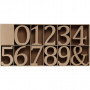 Bokstäver, siffror och symboler av trä, H: 8 cm, tjocklek 1,5 cm, 240 st./ 1 förp.
