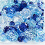 Harmoni facetterade plastpärlor, mixade, stl. 4-12 mm, hålstl. 1-2,5 mm, 250 g, blå harmoni