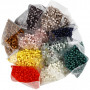 Plastpärlor, mixade färger, Dia. 6 mm, Hålstl. 1,5 mm, Innehållet kan variera , 40 g/ 8 förp.