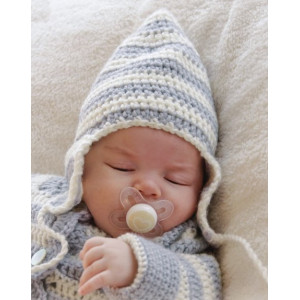  Baby Blues Hat by DROPS Design - Babymössa virkmönster str. 0/3 mdr - 2/4 år