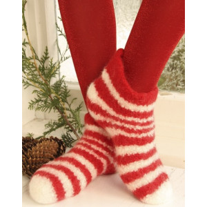 Christmas Slippers by DROPS Design - Filtade Tofflor Stick-mnster str - 38/39