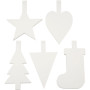 Juldekorationer, vit, H: 23,5-26,5 cm, B: 15,5-20,5 cm, 100 st./ 1 förp.