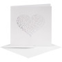 Lyxiga kort och kuvert, vit, kortstl. 13,5x13,5 cm, kuvertstl. 14,5x14,5 cm, 240+110 g, 5 set/ 1 förp.