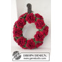 Christmas in Bloom by DROPS Design - Julkrans med blommor Virkmönster 22 cm