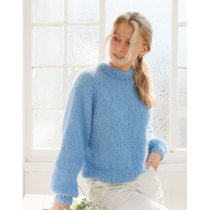 Blueberry Cream Sweater by DROPS Design - Tröja Stickmönster str. S - XXXL