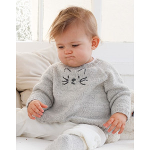 Meow Meow Sweater by DROPS Design -Baby Tröja Stickmönster str. 0/1 mån - 3/4 år