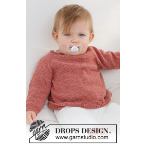 Rosy Cheeks Sweater by DROPS Design - Baby Tröja Stickmönster str. 0/1 mån - 3/4 år