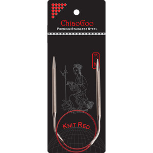 ChiaoGoo Knit Red Rundstickor Rostfritt Kirurgiskt Stl 40 cm 8 mm | Garn//Stickor//Rundstickor//Tillbehör till garn | HobbyPyssel