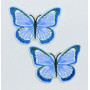 Strykbar etikett Blå fjäril 4 x 3 cm - 2 st