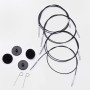 KnitPro Wire / Kabel till Ändstickor 94 cm (Blir 120cm inkl. stickor) Svart m/silverled