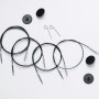 KnitPro Wire / Kabel (Swivel) till Ändstickor 35 cm (blir 60 cm inkl. stickor) Svart m. silverled